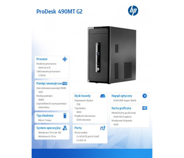 HP ProDesk 490 G2 MT i5-4590/4GB/1000/DVD-RW/7Pro64 - 208782 - zdjęcie 6